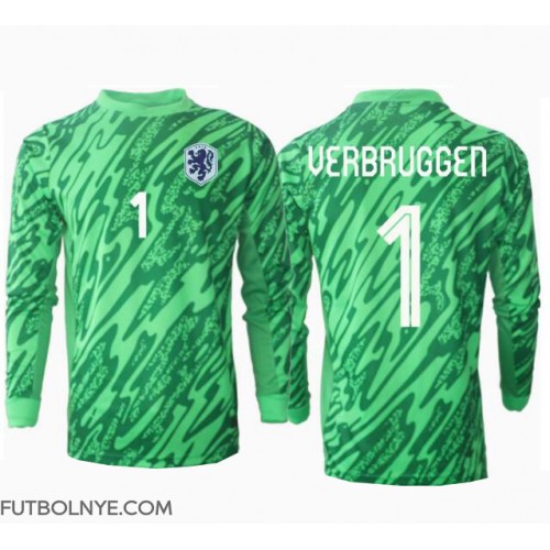 Camiseta Países Bajos Bart Verbruggen #1 Portero Primera Equipación Eurocopa 2024 manga larga